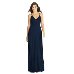 Thread Midnight Navy Chiffon Criss Cross Back Maxi Bridesmaid Dress Gown 16 NWT